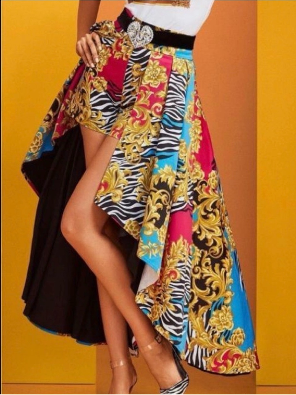7th Avenue Design Studio NY&Co Skort High-Low Baroque Print Skirt in Multicolor